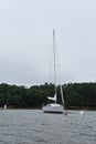 Large Moored Sailboat in a Bay in Freeport Royalty Free Stock Photo