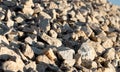 A large mound of beige stones