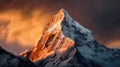 A large mountain with a very tall peak. AI generative image. Royalty Free Stock Photo