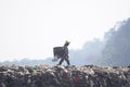 The large mountains of garbage piled up in the Piyungan final disposal site can be seen by scavengers picking them up. Waste