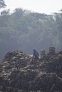 The large mountains of garbage piled up in the Piyungan final disposal site can be seen by scavengers picking them up. Waste