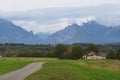 Large mountains surround the Italian countryside Royalty Free Stock Photo