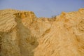 Large mountains of yellow sand.