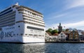 A large multi deck cruise ship parked at Stavanger port Royalty Free Stock Photo
