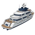 Large, multi-deck yacht with a sleek, modern design. White hull and superstructure ar Royalty Free Stock Photo