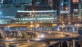 Large multi-level interchange of Third Ring Road timelapse. Modern industrial cityscape of Moscow.