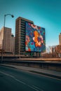 A large mural on the side of a building. Generative AI image. Royalty Free Stock Photo