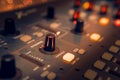 Large Music Mixer desk in recording studio. Closeup Royalty Free Stock Photo