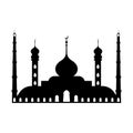 Large Muslim mosque, a place of worship to Allah, vector icon silhouette mosque sign of Islam Royalty Free Stock Photo