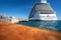 Large NCL Norwegian Breakaway Cruise Ship docked in Bermuda