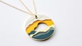 Abstract Landscape Circular Necklace With Yellow And Beige Tones Royalty Free Stock Photo