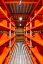 Large newly build warehouse with steel shelves