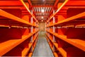 Large newly build warehouse with steel shelves