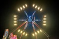 A large night funfair ride carousel with colorful lights Royalty Free Stock Photo