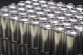 A large number of aerosol cans on a black background Royalty Free Stock Photo