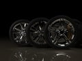 a large number of auto wheels with chrome rims. Royalty Free Stock Photo