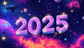 Large number 2025 on blue background Royalty Free Stock Photo