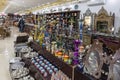 A large number of decoratively decorated hookahs and tobacco for them for sale in a roadside store near Maan city in Jordan