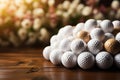 A large number of golf balls close-up. Royalty Free Stock Photo