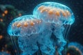 a large number of jellyfish swimming underwater Royalty Free Stock Photo