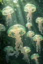 a large number of jellyfish swimming underwater Royalty Free Stock Photo