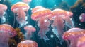 a large number of jellyfish swimming underwater Royalty Free Stock Photo