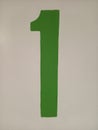 Large Number 1 One Green on White Background Royalty Free Stock Photo