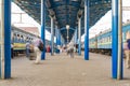 Large number of people at the train station