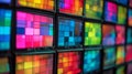 A large number of television screens are shown in a pattern, AI