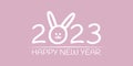 2023 Large numbers with cute bunny ears. Chinese New Year