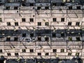 Large obsolete building roof with windows