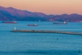 Large ocean barges on calm waters Royalty Free Stock Photo