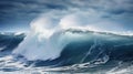 Large ocean wave crashing with force and power