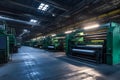 Large offset printing press or magazine running. Neural network AI generated