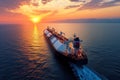 A large oil tanker is sailing across ocean transporting crude oil Royalty Free Stock Photo