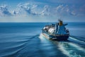 Large oil tanker is ship sailing across ocean transporting crude oil Royalty Free Stock Photo