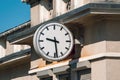 Large old analog wall clock on the train station Royalty Free Stock Photo