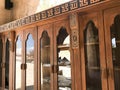 A large old antique antique wooden bookcase, documents in the Arab Islamic Mosque, a temple for prayers to God Royalty Free Stock Photo