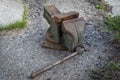 A large old metalwork tool is a clamp. Royalty Free Stock Photo