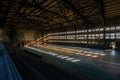 Large old ruined gymnasium in abandoned school