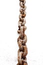 Large old rusty chain on white background