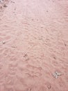 Large oot tracks hiking in soft red dirt Royalty Free Stock Photo