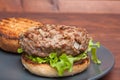 Large Open Burger Close up Royalty Free Stock Photo