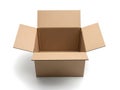 A large, open, and empty corrugated cardboard box isolated against a white background Royalty Free Stock Photo