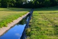 Large Open Field Storm Drainage Culvert With Trees In Background Royalty Free Stock Photo