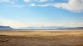 A large open plain with mountains in the distance, AI