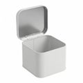 A large, open, rectangular tin box with a lid, standing upright against a white background Royalty Free Stock Photo