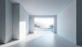 Large open sliding door, where one can enjoy an uninterrupted view of a serene natural landscape. AI Generated