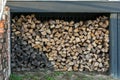 a large opening in the foundation of a house to store cut firewood for the winter cold weather