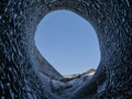 The large opening of a glacier cave in Iceland